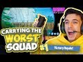 CARRYING RANDOM SQUADS ON FORTNITE! *HIGHEST KILLS YET* - FORTNITE BATTLE ROYALE