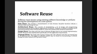 Software Data| Software Architecture, Design and Program| Software Reuse and Reusability| (Urdu)-11