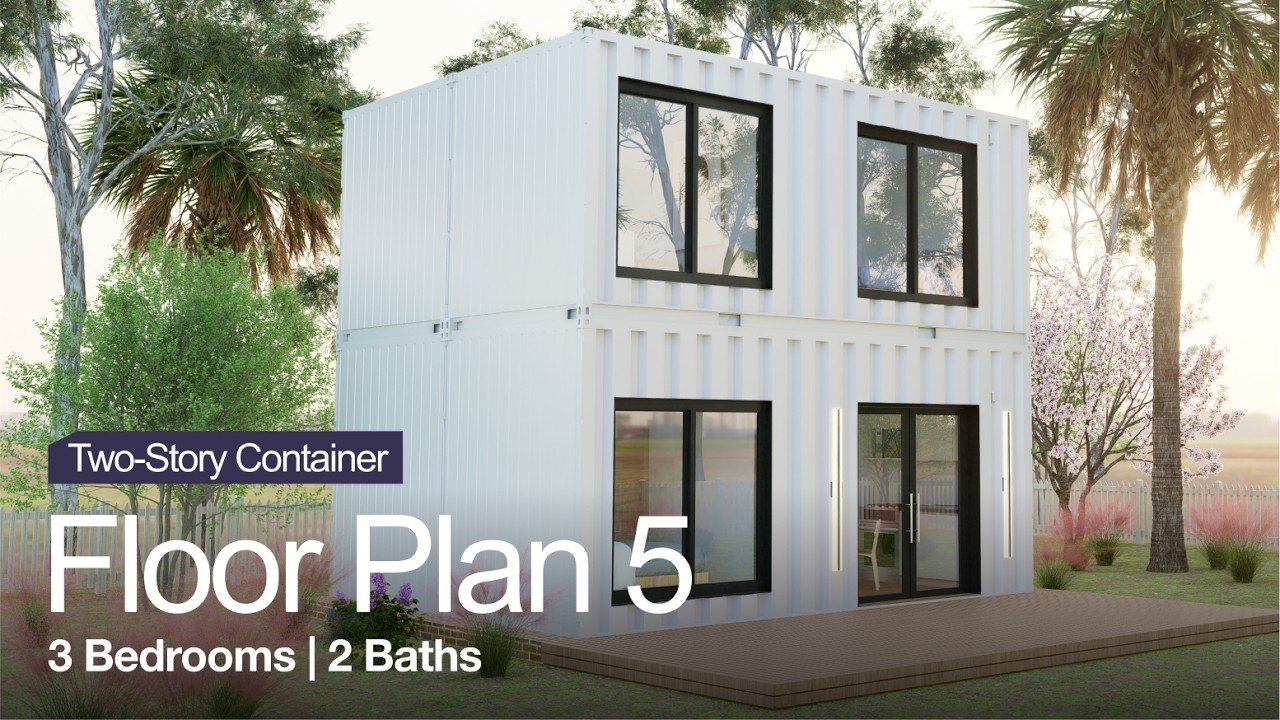Floor Plan 5 Two-Story Container ADU Model | ADU Container Co - YouTube