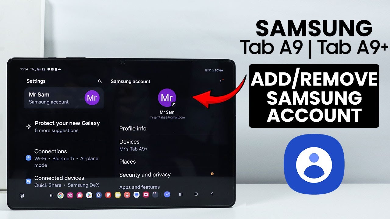 Add or Remove Samsung Account on Samsung Tab A9 / A9+ - YouTube