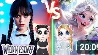 Frozen Elsa Vs Wednesday Talking Angela| #frozenelsa #mytalkingangela2 #wednesday