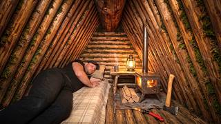 Building a Warm & Cozy Hanging Log Cabin Between Trees | Bushcraft, Survival