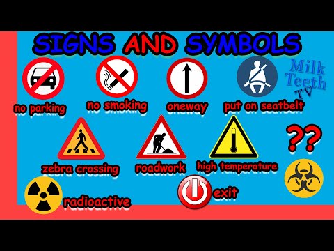 모든 똑똑한 아이 😎와 부모가 알아야 할 우리 주변의 가장 일반적인 표시와 상징 | 표지판 어휘
