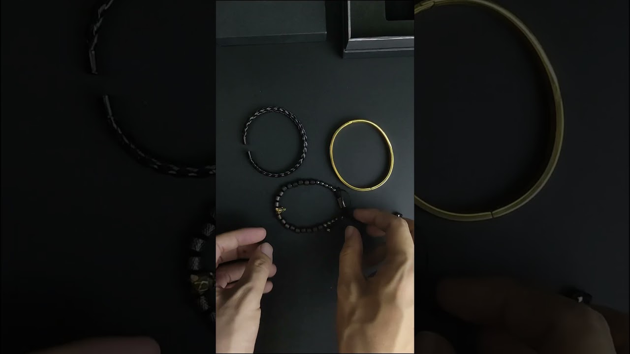 Braided Wrap Chain & Stainless Steel Cuff & Bead Gold Skull Bracelet