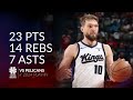 Domantas sabonis 23 pts 14 rebs 7 asts vs pelicans 2024 playin