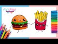 Cómo dibujar una HAMBURGUESA y PAPAS KAWAII - ideas de dibujos kawaii fáciles