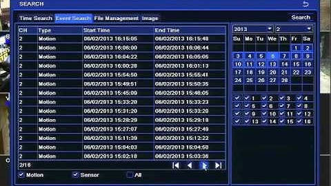Searching Recorded Footage by Event on the System 2 DVR from CCTV42