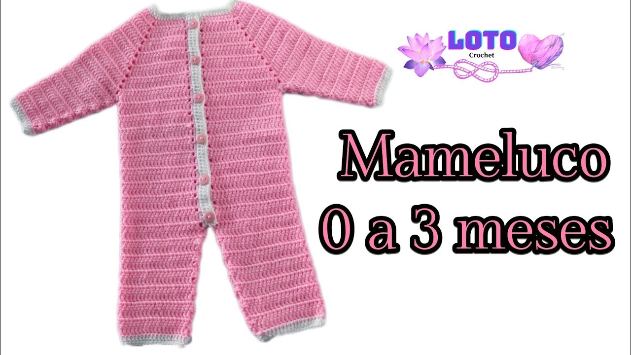 Mameluco a crochet para bebé/0 a 3 meses/paso a paso/Romper/Pelele para bebé a crochet Fácil
