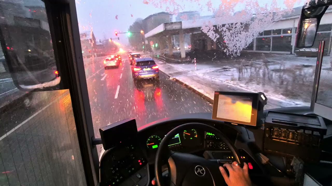 Driving a Bus Through Snowy Roads | Winter POV Experience |Germany City Driving |European Bus Driver