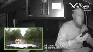 Texting While Driving on Rainy Road (AI Dash Cam Footage)