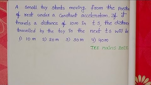 Een klein stuk speelgoed komt in beweging vanuit de rustpositie onder constante versnelling als h...