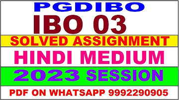 ibo 03 (PGDIBO) solved assignment 2023 | ibo 3 solved assignment in hindi 2022-23 | ibo 3 2024