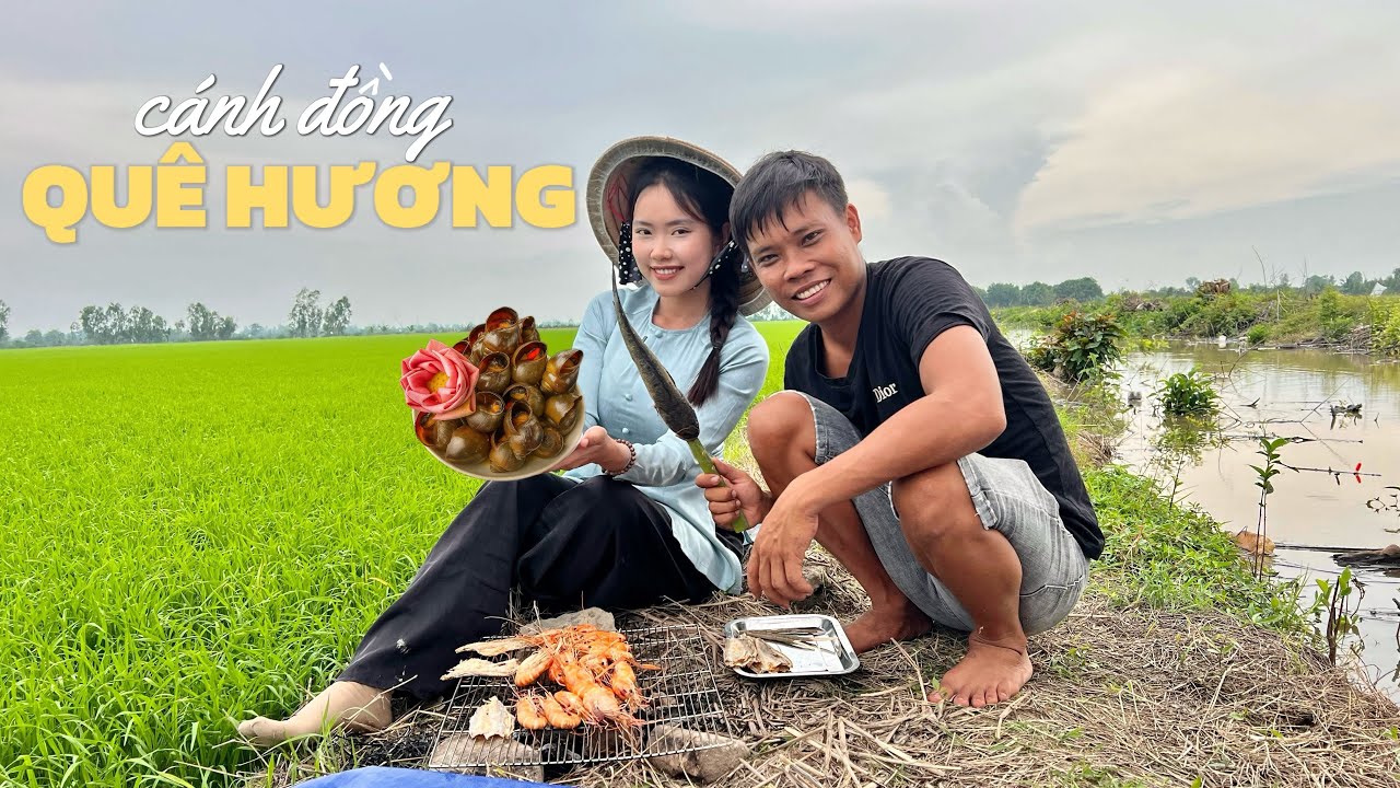 Bữa nhậu giữa đồng cùng hột vịt nướng đất sét, cá lóc nướng mỡ hành. Hương quê cánh đồng Tháp Mười