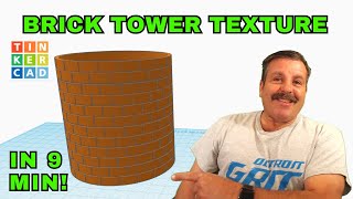 Tinkercad Brick Tower Texture Curved Surface! Slick Steps in 9 Minutes