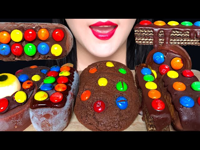 ASMR M&M'S CHOCOLATE, ICE CREAM, COOKIES, CHOCOLATE BAR MUKBANG 엠앤엠즈 아이스크림, 초콜릿 먹방 EATING SOUNDS