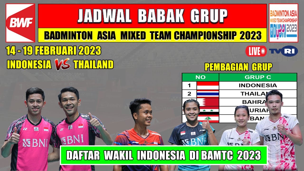 Jadwal Badminton Asia Mixed Team Championship 2023 Live TVRI ~ Daftar Wakil Indonesia Di BAMTC 2023