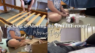 packing &amp; moving my ENTIRE room!! // MOVING VLOG (moving ep. 2)