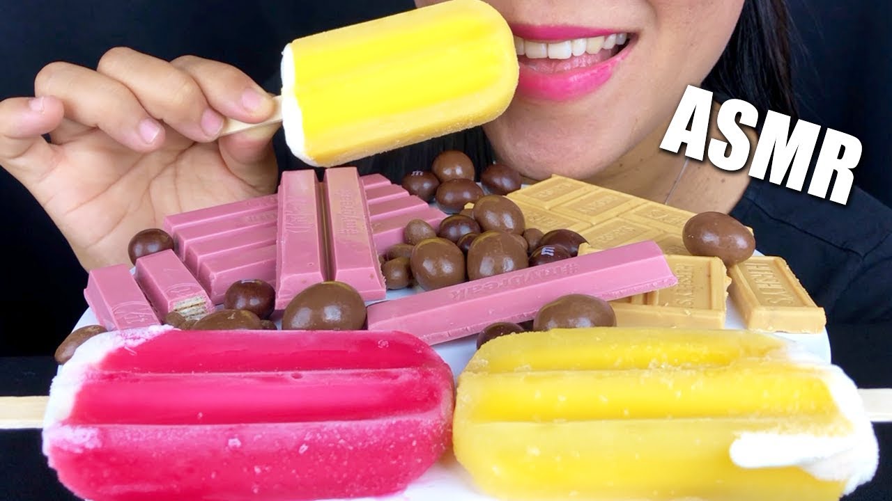 ASMR CHOCOLATE + COLORED ICE CREAM BARS (Raspberry + Lemon ...
