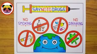 International Day Against Drugs Abuse Poster Drawing/Anti Drugs Day Drawing/Say No To Drugs Poster