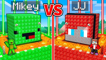 JJ and Mikey: EMERALD vs RUBY Security Head Base Battle in Minecraft - Maizen