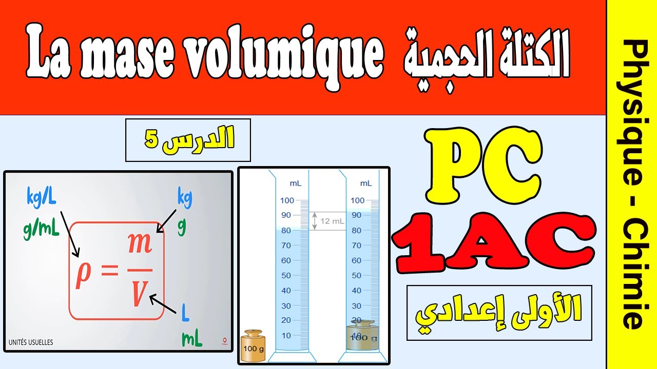 La masse volumique 1ère années collège | cours pc 1AC