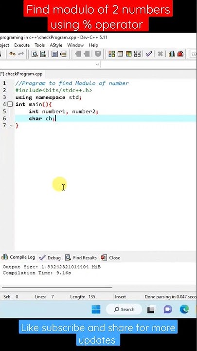 Use of modulo operator % in C++ | #short #code #programming - YouTube