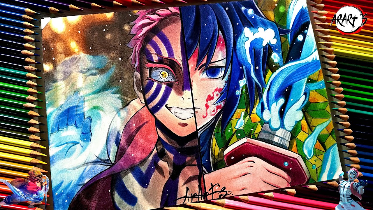 Drawing - Akaza | Giyu Tomioka (Demon Slayer: Infinity Castle)