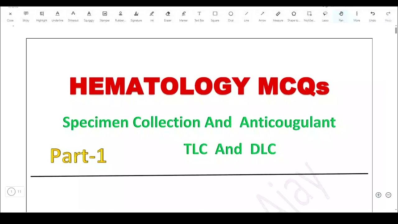 IMP. HEMATOLOGY MCQs Collection, Anticougulant , TLC And DLC 