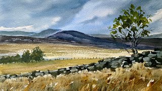 Paint A Loose WATERCOLOR STORMY SKY, WELSH MOORS & MOUNTAINS Watercolour Landscape PAINTING Tutorial