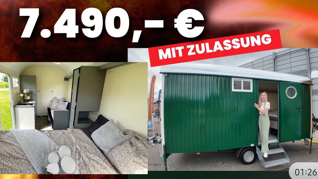 TINYHOUSE 7.490,- € MIT ZULASSUNG IN DEUTSCHLAND Rolling Home HBU Robuste Bauwagen aus Deutschland