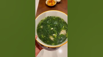 Canh rau cải cúc thịt bằm #nauxongroian