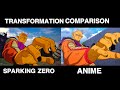 Transformations Side by Side Comparison Dragon Ball Sparking Zero VS Anime PART 2