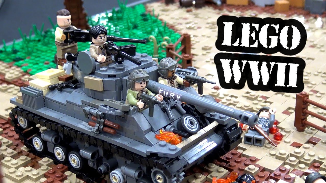 LEGO WWII Sherman Tank Battle from Fury 