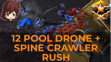 12 Pool Ling Drone Spine Rush in Grandmaster Zerg vs Zerg - Starcraft 2