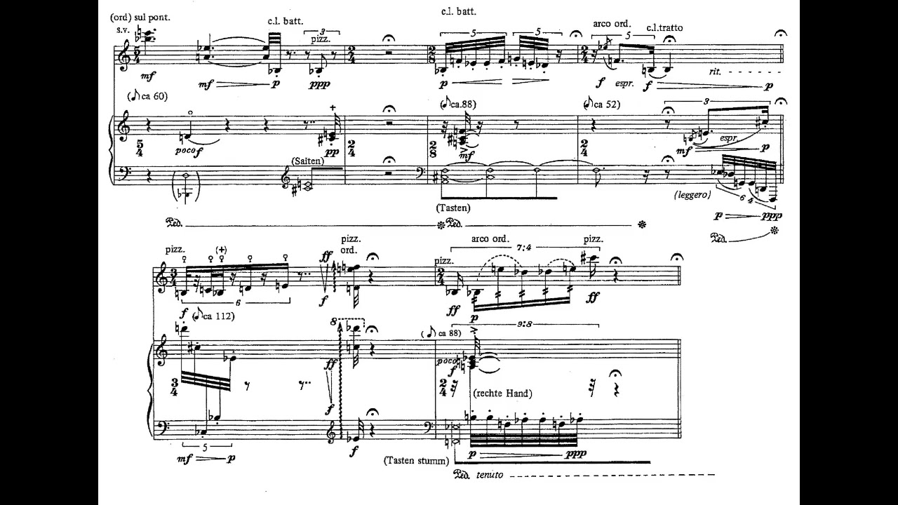 Heinz Holliger - Vier Lieder ohne Worte for Violin and Piano, No. 4 (1982-83) [Score-Video]