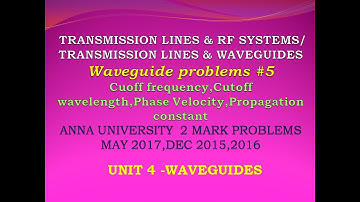 EC8651 | Transmission lines and RF systems |  Rectangular waveguide problems | Two mark problems