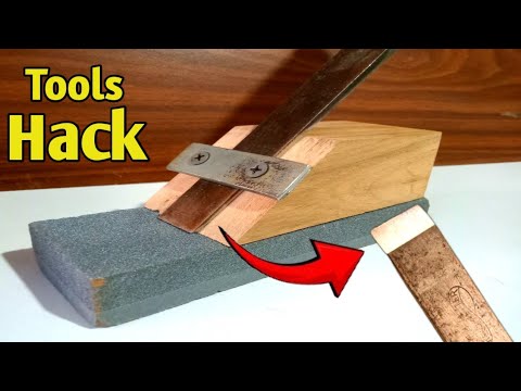 how to sharpen a chisel easy way | woodworking tools hack - YouTube