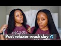 Relaxed hair wash day  💦| Shampoo, deep condition | Blow dry | Moisturise and seal