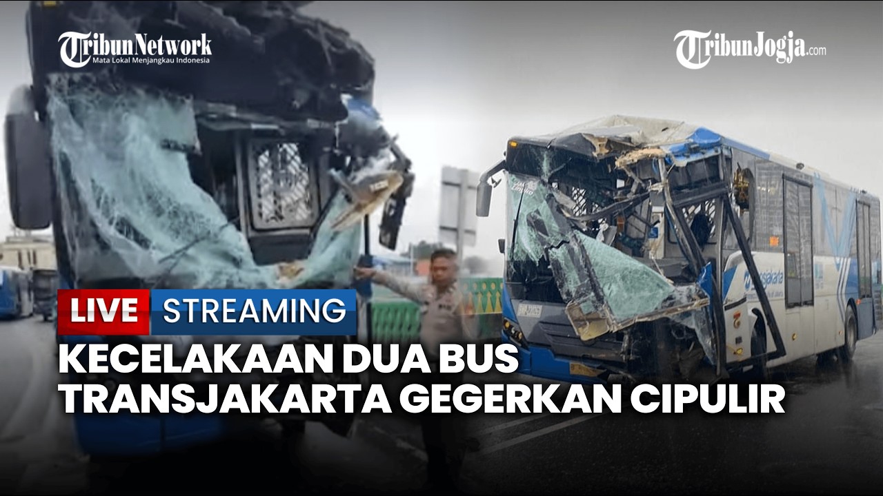 🔴 TABRAKAN DUA BUS TRANSJAKARTA DI KORIDOR 13 CIPULIR, BAGIAN DEPAN BUS HANCUR