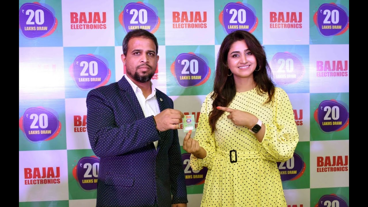 Actress Varshini Sounderajan Announced Bajaj Electronics Lucky Draw Winner of Rs.20 Lakhs Cash Prize
