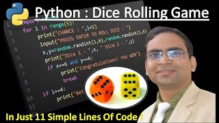 Learn Python by building a Simple Dice rolling Game | Easy Python Project in Just 11 Lines of Code
