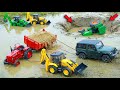 😱 Sand Loaded Tractor Stuck! JCB 3DX &amp; Mahindra Thar Pulling Rescue | Tractor Cartoon | ZR Toys
