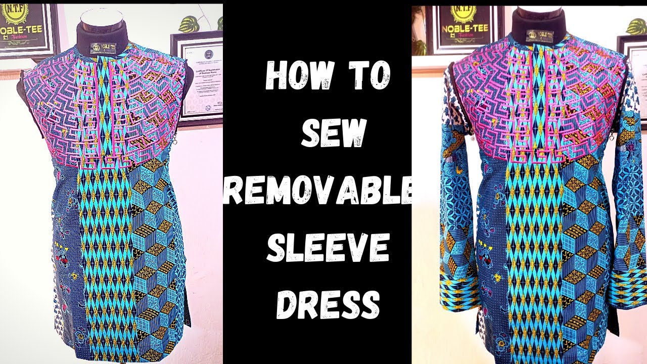 REMOVABLE SLEEVE DRESS sewing open and close zipper on a kaftan dress