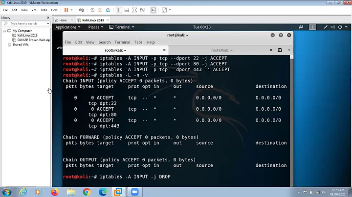 Demonstration of iptables commands. #iptables #firewall #security #demo #examples
