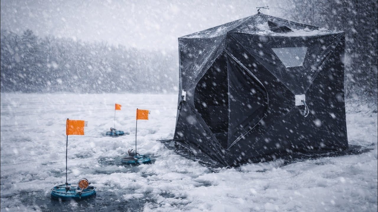 BIWAK NA ZAMARZNIĘTYM JEZIORZE | NOCKA NA LODZIE 2
