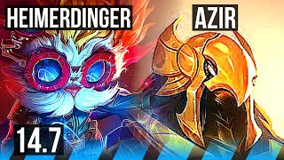 HEIMERDINGER vs AZIR (MID) | Rank 6 Heimer, 700+ games, 5/1/3 | JP Master | 14.7