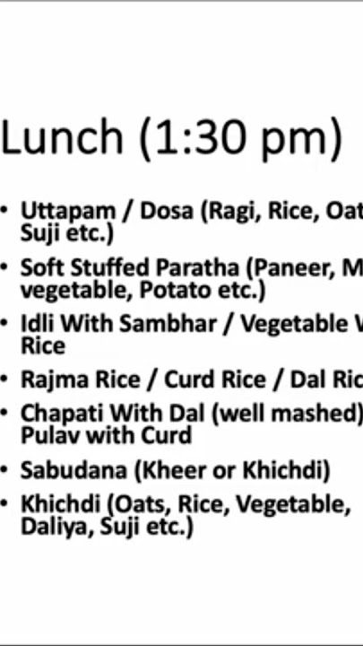 Diet chart for 10 - 12 month baby #babydietchart #dietchart #babyfood #arogyaatman #lunch diet chart