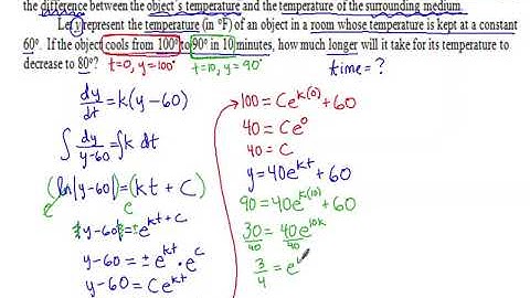 Growth and Decay example: Newtons Law of Cooling