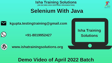 Selenium with Java Demo Video On 29th April 2022. Call or whatsapp us on +91-8019952427 to Enroll