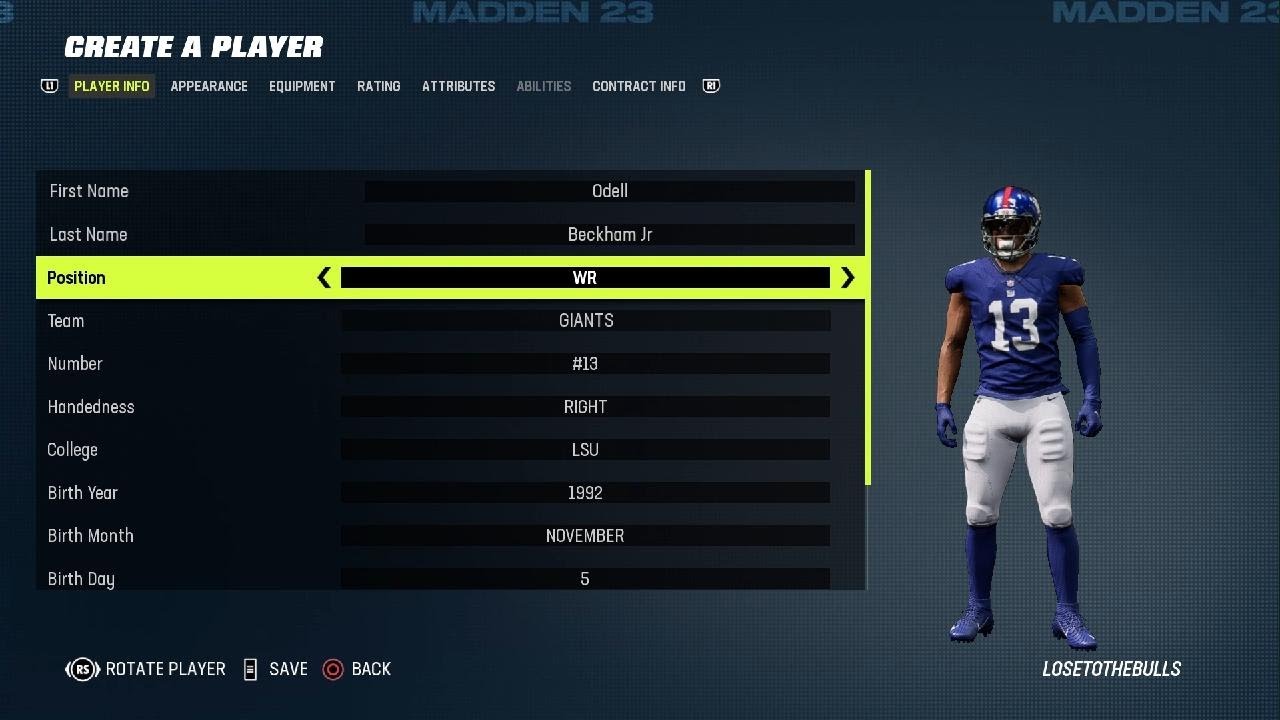 How to Create Odell Beckham Jr on Madden NFL 23 #maddennfl23 #ps5share  #odellbeckhamjr 